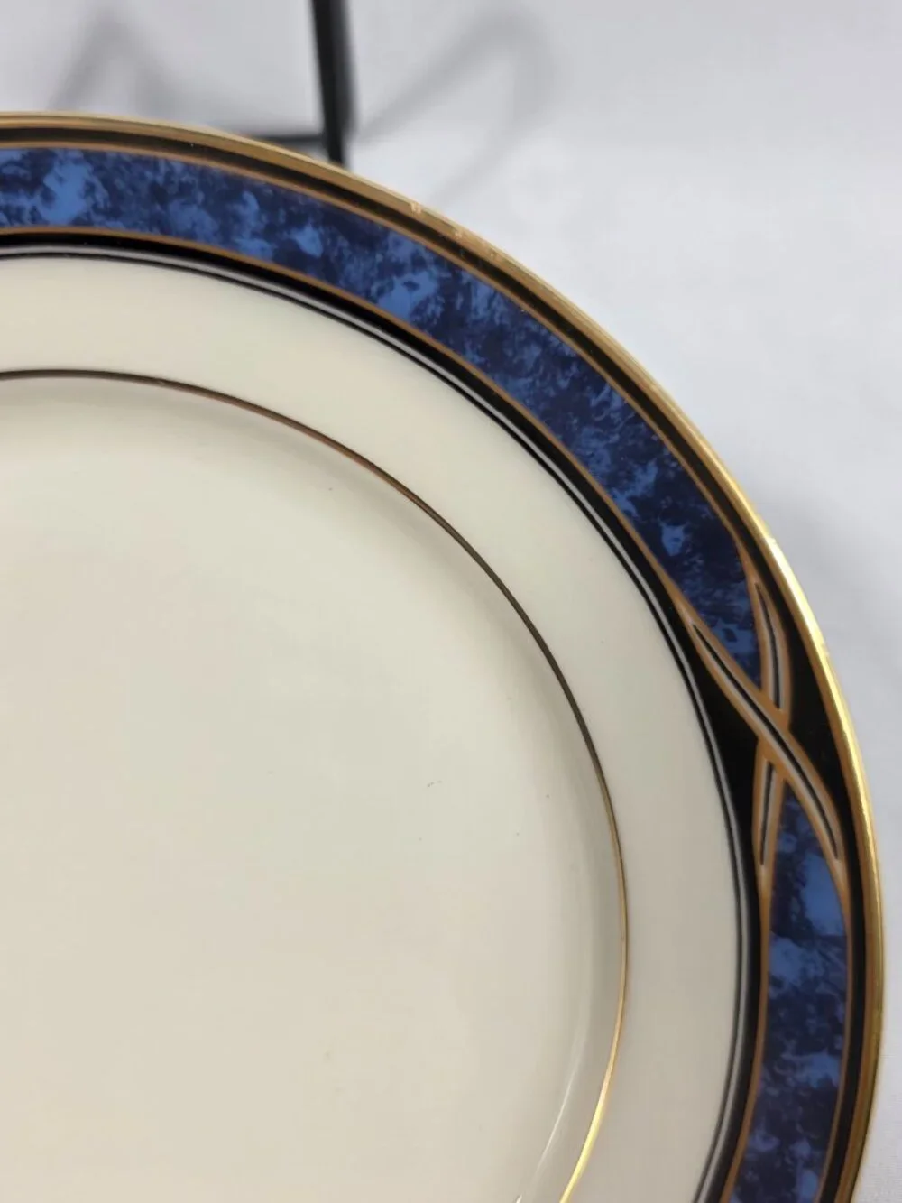 Lenox Mountain View American Home Bread Plate Blue Marble Rim